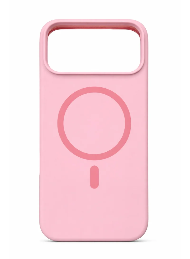 موبكوس جراب Mobcos iPhone 17 Pro Max الوردي الفاخر بتصميم حلقة مميزة، مصنوع من السيليكون الفاخر، مزود بخاصية الشحن اللاسلكي المغناطيسي | ملمس ناعم كالحرير | حماية فائقة ضد الصدمات بمعايير عسكرية | توافق مغناطيسي قوي | غطاء أنيق وفاخر